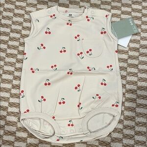 H&M Cream Romper with Cherry Print